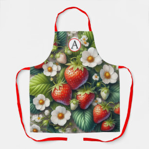 Tabliers avec impression de fraise et monogramme