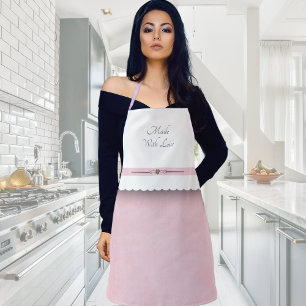 Tabliers de cuisine rose et blanc faits avec amour