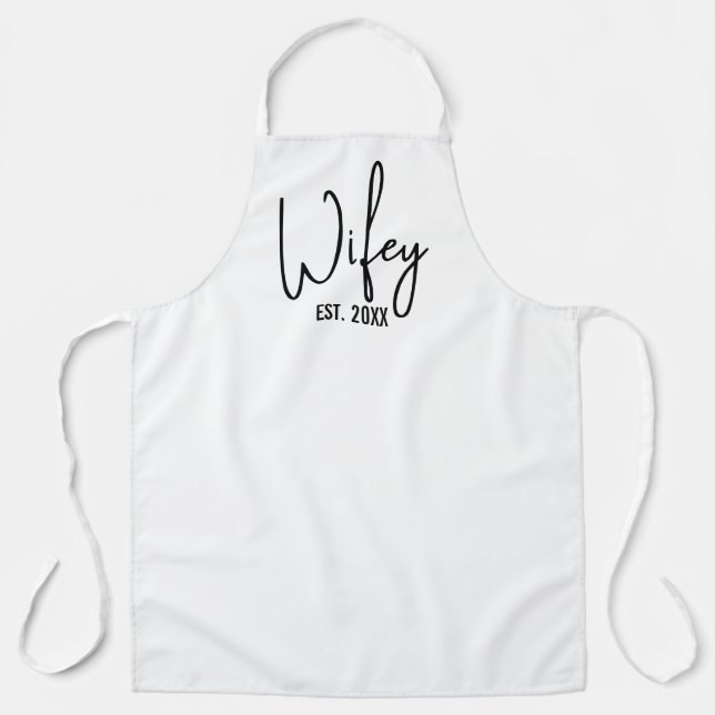 Tabliers de cuisine Wifey & Hubby pour couple (Recto)