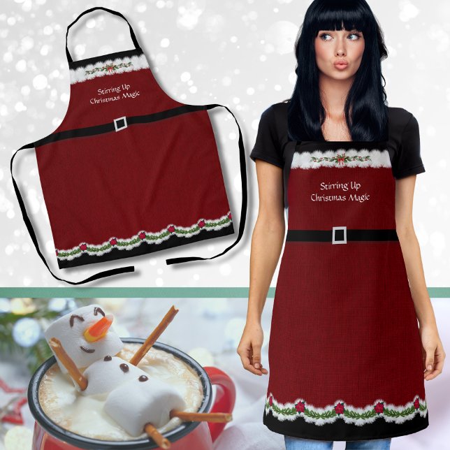 Tabliers de Noël en costume de Père Noël rouge mig (A fun and festive Christmas apron for holiday baking)