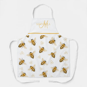 Tabliers élégants Reine Abeille Monogramme Crème O