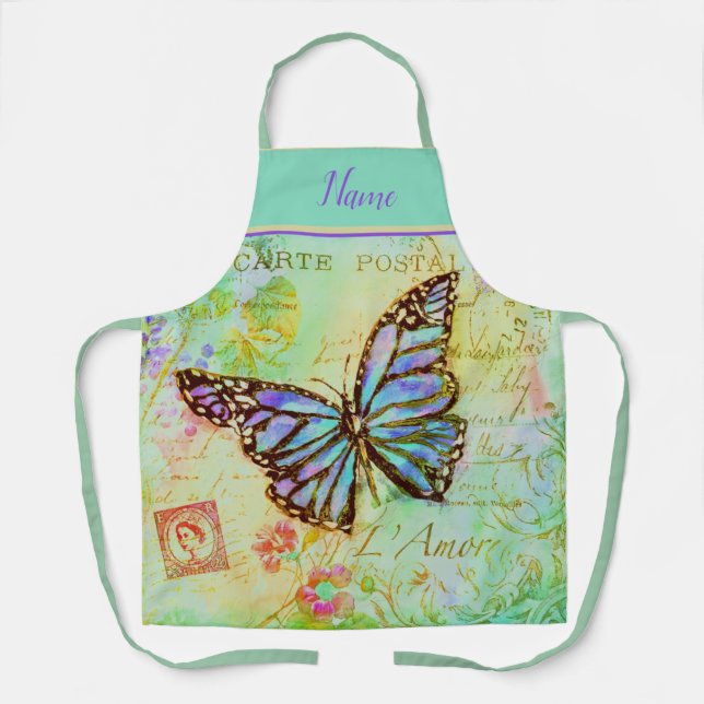 Tabliers papillon sarcelle et violet (Recto)
