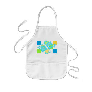 Tabliers pour enfants à motif d'hibiscus à damier