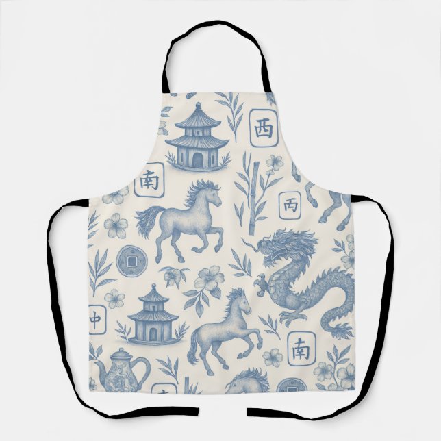 Tabliers toile de Mahjong - Année du Cheval (Recto)