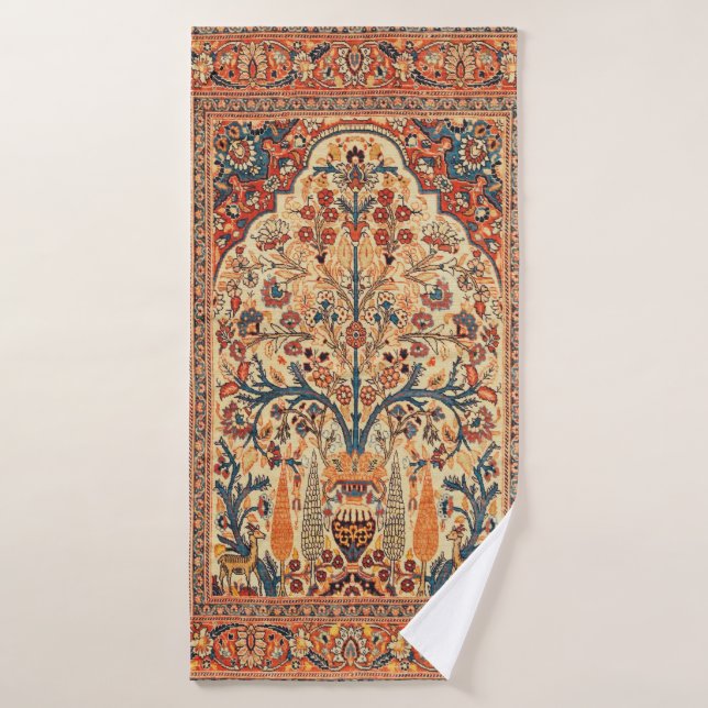 Tabriz Tree of Life Persian Rug Print Bath Towel (Bath Towel)