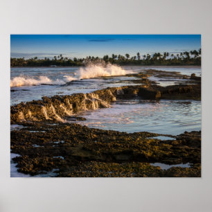 Tabuba Beach: Breaking Waves On The Reefs Poster