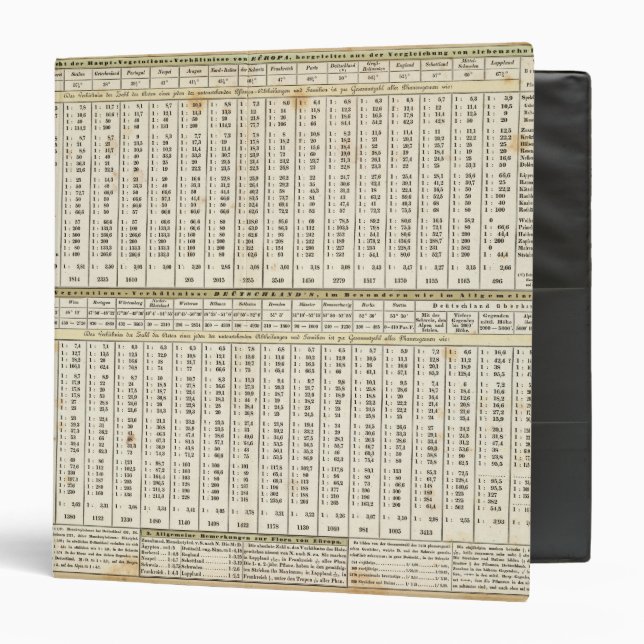 tabular representation of statistics binder (Front/Inside)