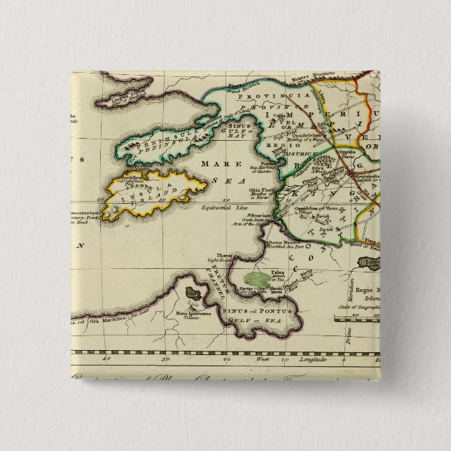 Tabularum geographicarum specimen World Map 2 Inch Square Button (Front)