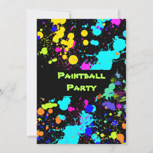 Tache de peinture, Faux Néon, Invitation Paint Bal