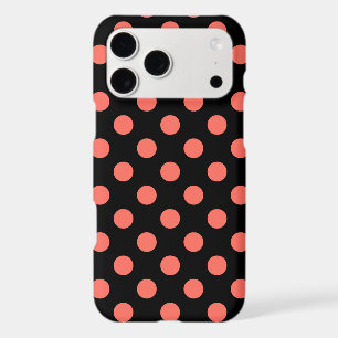 Taches polka corail vivant sur fond noir