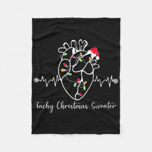 Tachy Christmas Sweater Anatomy Heart Cardiac Nurs Fleece Blanket