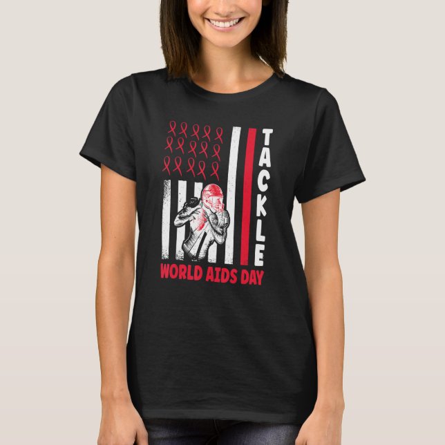 Tackle Awareness Shirt Red Ribbon Hiv Aids Awarene (Front)