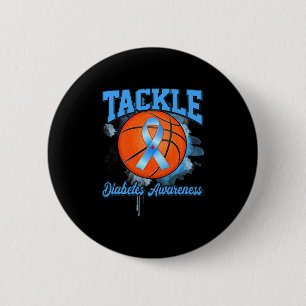 Tackle Basketball Blue Ribbon Diabetes Awareness 2 Inch Round Button