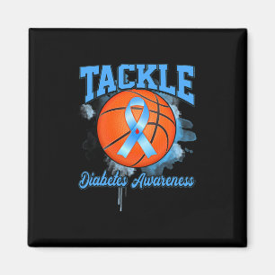 Tackle Basketball Blue Ribbon Diabetes Awareness  Magnet