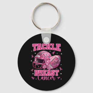 Tackle Breast Cancer Awareness American Footll Wom Keychain