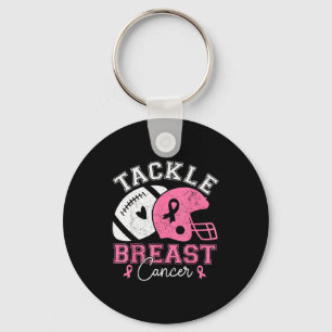 Tackle Breast Cancer Awareness Nk Ribbon American Keychain