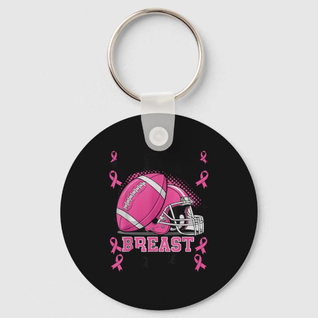 Tackle Breast Cancer Awareness Nk Ribbon Football  Keychain (Front)