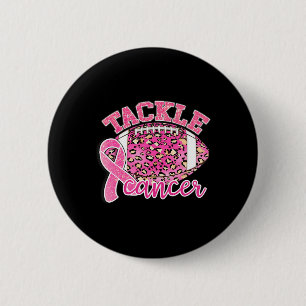 Tackle Breast Cancer Awareness Pink Leopard Footba 2 Inch Round Button