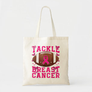 Tackle Breast Cancer Awareness Pink Ribbon Awarene Tote Bag