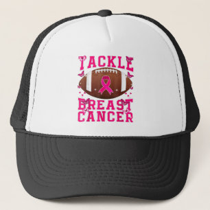 Tackle Breast Cancer Awareness Pink Ribbon Awarene Trucker Hat