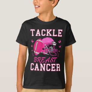 Tackle Breast Cancer Awareness Pink Ribbon Footll T-Shirt