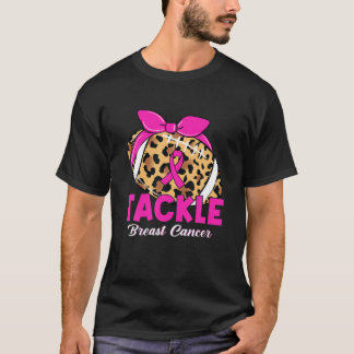 Tackle Breast Cancer Awareness Pink Ribbon Leopard T-Shirt