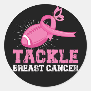 Tackle Breast Cancer Fighting American Football Classic Round Sticker