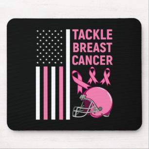 Tackle Breast Cancer Football American Flag  Mouse Pad