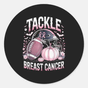 Tackle Breast Cancer Football Breast Cancer Awaren Classic Round Sticker