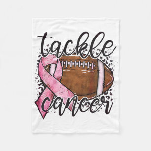 Tackle Breast Cancer Footbyll Pink Ribbon Awarenes Fleece Blanket