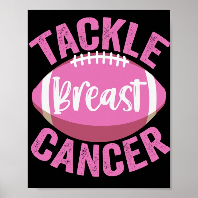 Tackle Breast Cancer Funny Football Awareness Gift Poster (Front)