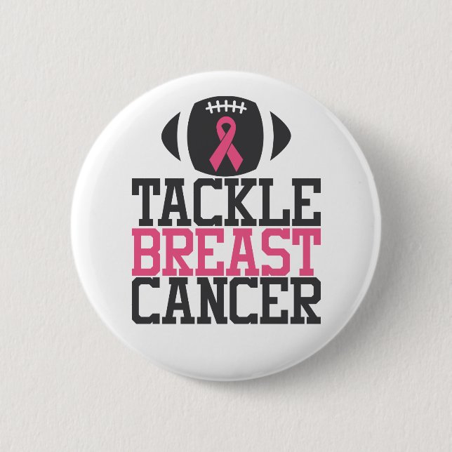 Tackle Breast Cancer | Pink Ribbon Awareness 2 Inch Round Button (Front)
