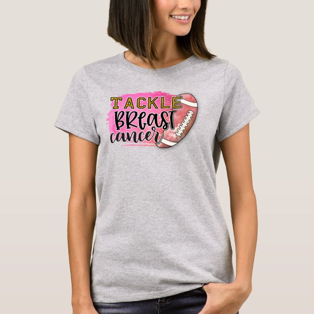 Tackle Breast Cancer Womens T-Shirt (Front)