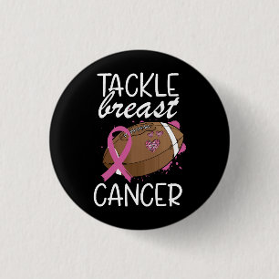 Tackle Cancer Breast Cancer Awareness Ribbon 1 Inch Round Button