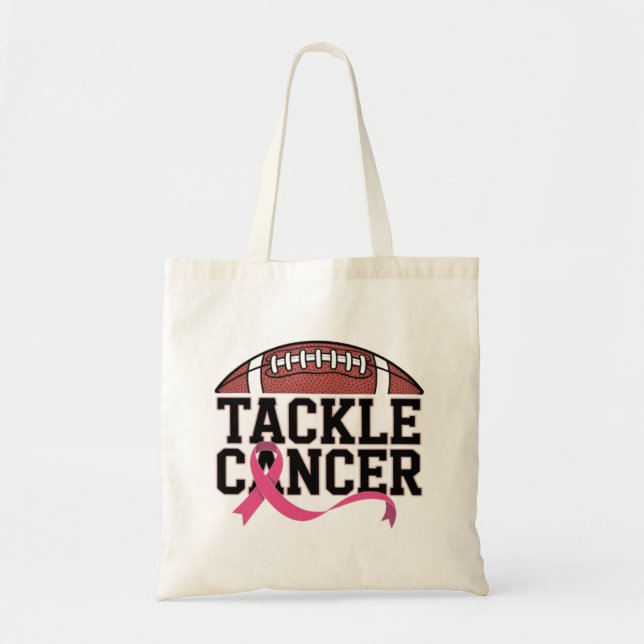 Tackle Cancer Pink Ribbon Design Tote Bag (Front)