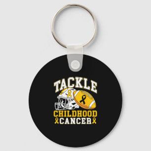 Tackle childhood cancer awareness football gold keychain