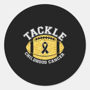 Tackle Childhood Cancer Awareness Football Gold Ri Classic Round Sticker
