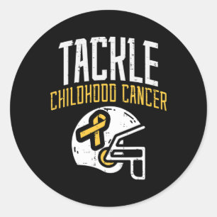 Tackle Childhood Cancer Helmet Ribbon Awareness Su Classic Round Sticker