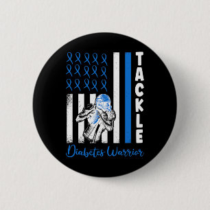 Tackle Flag USA Diabetic Blue Diabetes Type 1 Awar 2 Inch Round Button