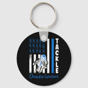 Tackle Flag USA Diabetic Blue Diabetes Type 1 Awar Keychain