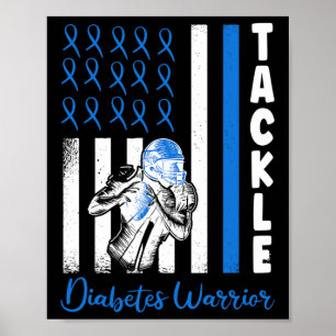 Tackle Flag Usa Diabetic Blue Diabetes Type 1 Awar Poster