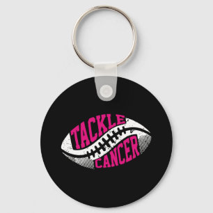 Tackle Football Ball Pink Ribbon Breast Cancer Awa Keychain