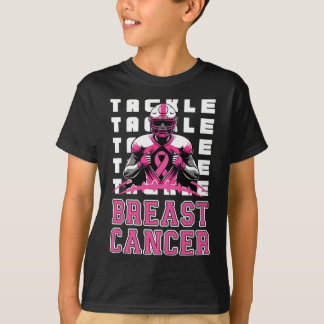 Tackle Football Breast Cancer Awareness Pink Ribbo T-Shirt