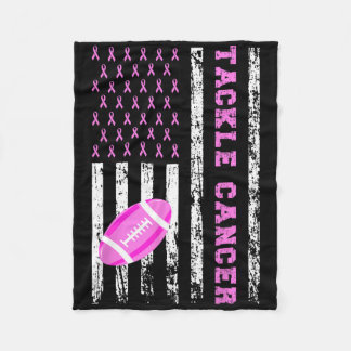 Tackle Footll Pink Ribbon Breast Cancer Awareness Fleece Blanket