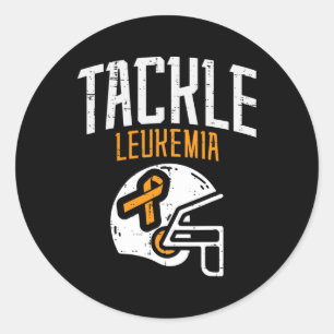 Tackle Leukaemia Helmet Orange Ribbon Blood Cancer Classic Round Sticker