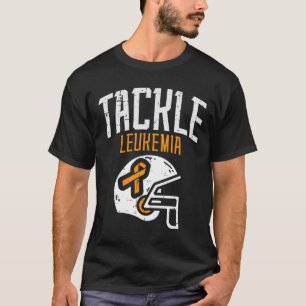 Tackle Leukemia Helmet Orange Ribbon Blood Cancer T-Shirt