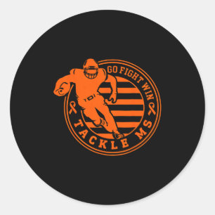 Tackle Multiple Sclerosis Awareness Football Orang Classic Round Sticker