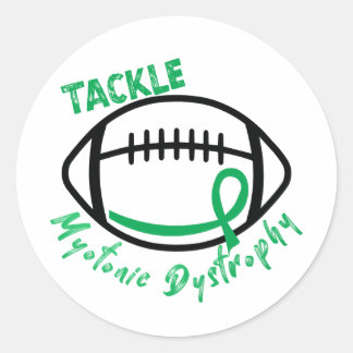 Tackle Myotonic Dystrophy with Awareness Ribbon Classic Round Sticker