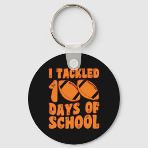 Tackled 100 Days Of School Boys Football 100th Day Keychain