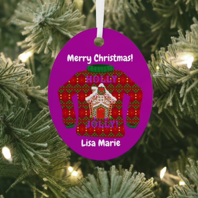 Tacky Christmas Sweater Customized Metal Ornament (Insitu)